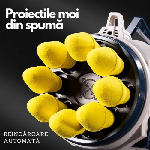 Jucarie Blaster Bazooka, Proiectile din spuma x13, Alb/Albastru