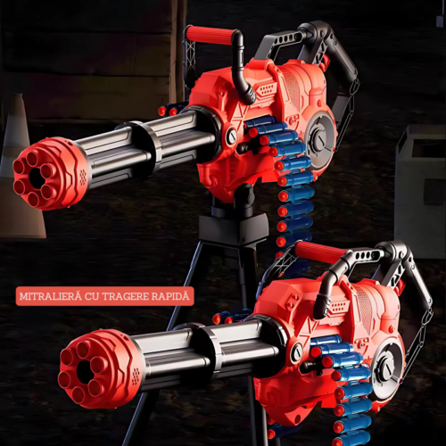 Jucarie Blaster Mitraliera, Proiectile din spuma x20, Actionare Electrica, Rosu