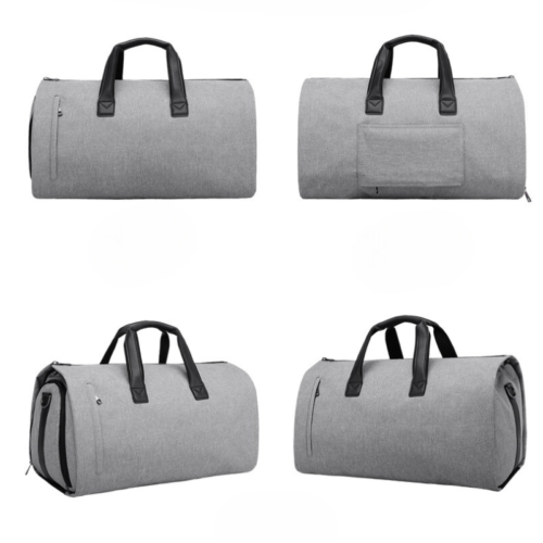 Geanta 2 in 1 cu husa pentru costum, compartiment pantofi, 30x55x28cm, Gri