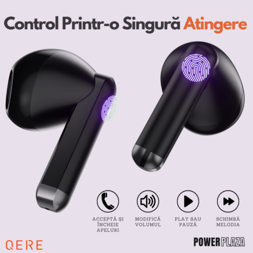 Casti Bluetooth Wireless E28, Control prin Atingere, Bluetooth 5.3, Autonomie 6h, Rezistente la Apa, Universale