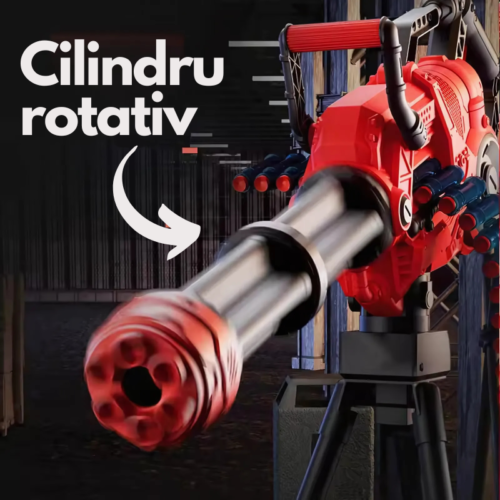 Jucarie Blaster Mitraliera, Proiectile din spuma x20, Actionare Electrica, Rosu
