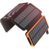 Baterie Externa Portabila Solara 20.000mAh, 4 Panouri, Waterproof, Lanterna LED
