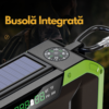 Radio portabil multifunctional, Bluetooth, Lanterna SOS, AM/FM, Afisaj digital, Incarcare prin cablu, manual si solar, Baterie 5000mAh