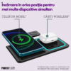 Incarcator Wireless 3 in 1, Statie de Incarcare Pliabila, 15W, Telefon, Smart Watch, Casti, Incarcare Rapida
