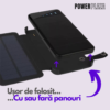 Baterie Externa Portabila 8.000mAh, 3 Panouri Solare Detasabile, Lanterna LED