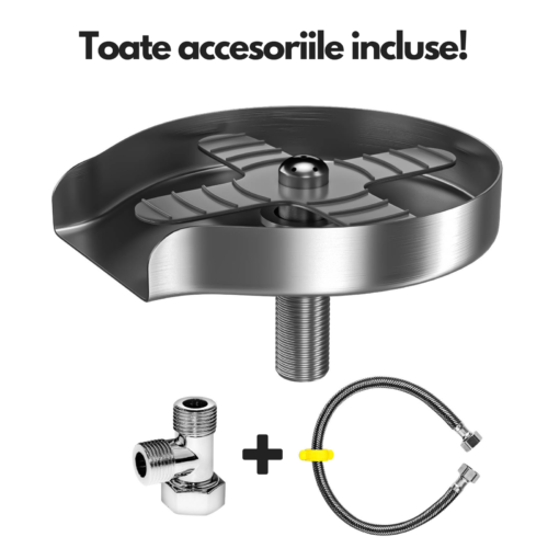 Dispozitiv curatare pahare, Clatire si spalare rapida, Accesorii incluse, Plastic ABS/Otel Inoxidabil