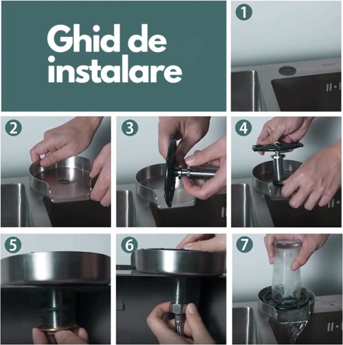Dispozitiv curatare pahare, Clatire si spalare rapida, Accesorii incluse, Plastic ABS/Otel Inoxidabil